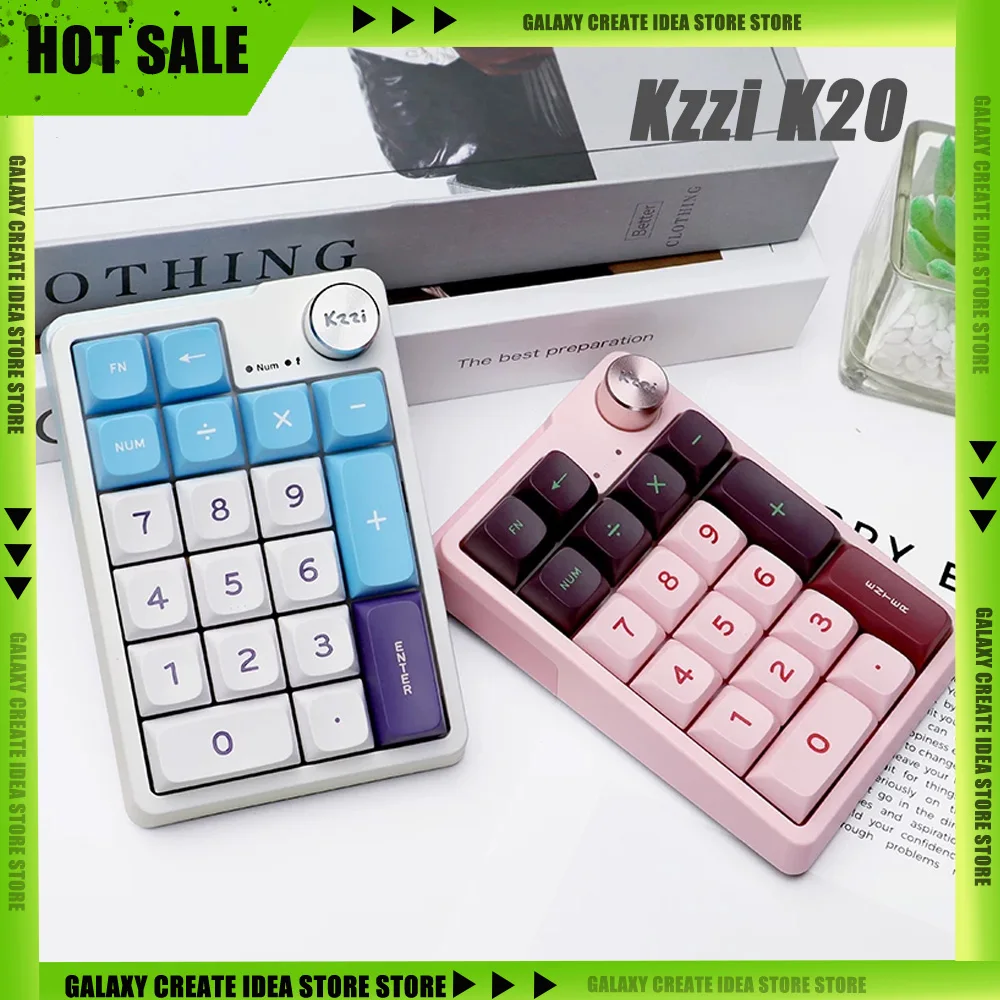 New Kzzi K20 Mini Keypad Bluetooth Wireless Three Mode Mechanical Keyboard Office E-sports Gaming Gamer Low Delay Custom Numpad