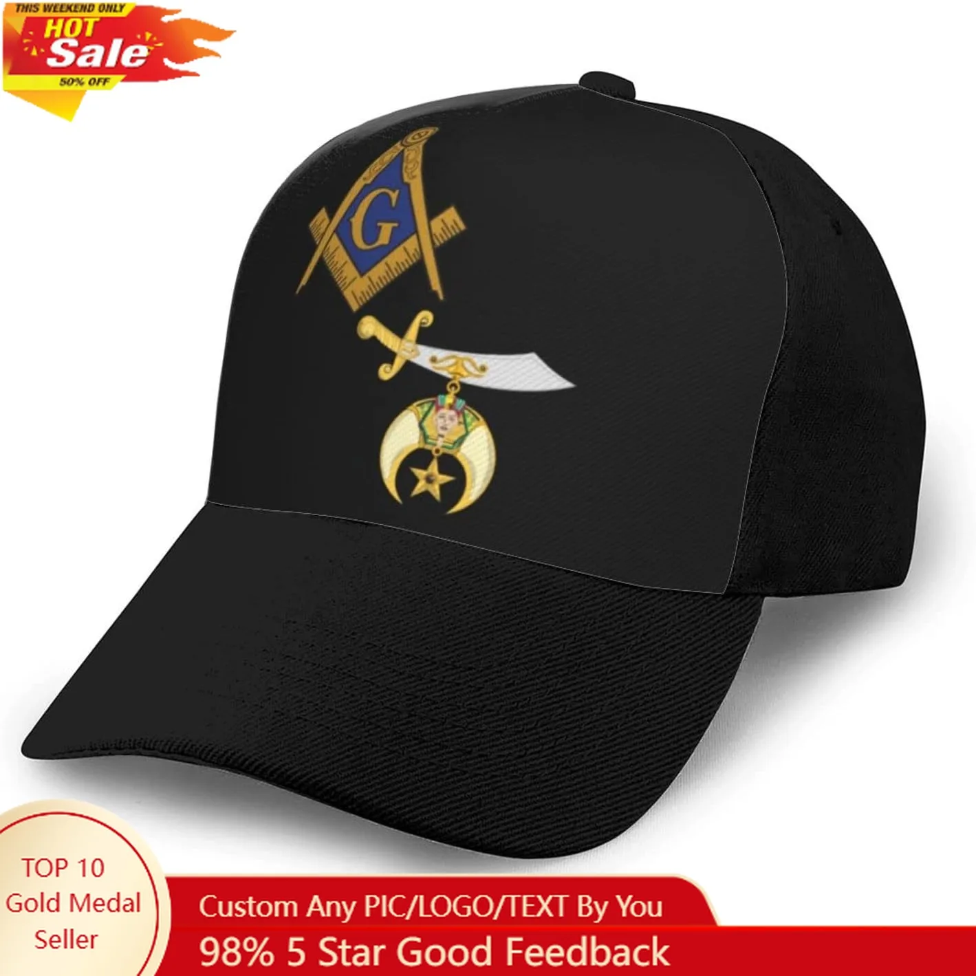 

Mason Shriner Split Masonic Shrine Noble Gift Black Baseball Cap Men Women Classic Dad Hat Plain Baseball Hats