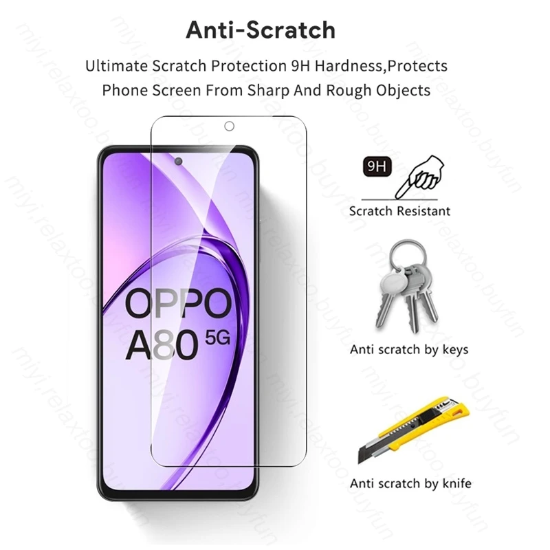 OppoA80 5G Case 8 In 1 9H Tempered Glass for Oppo A80 5G Camera Lens Screen Protector Cover on Orro Appo Opo A80 A 80 80A 2024