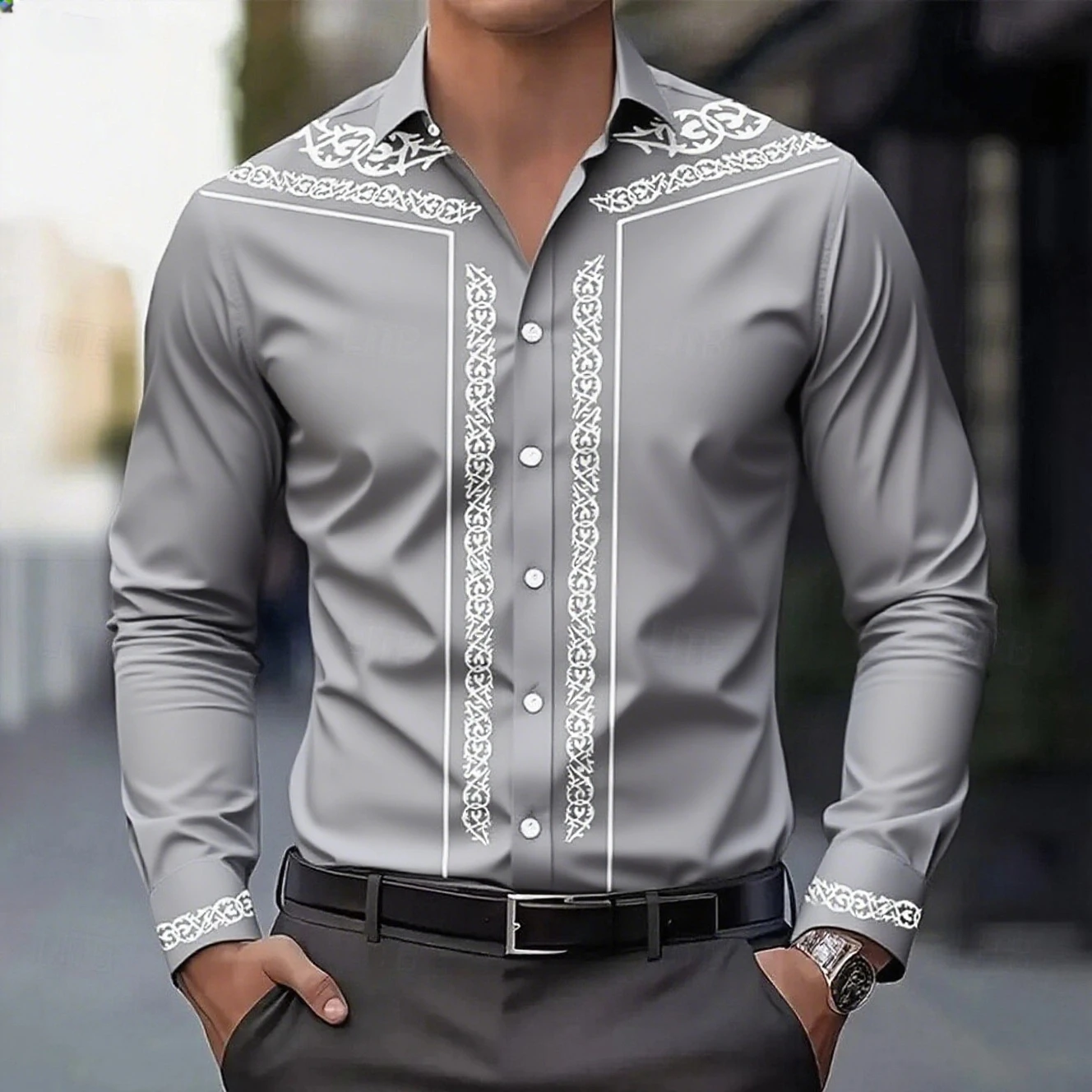 

Винтажная мужская рубашка с длинным рукавом, ковбойская рубашка в стиле вестерн, рубашка в стиле ретро, ностальгическая рубашка для отдыха на открытом воздухе, осенняя мужская одежда с лацканами с 3D принтом