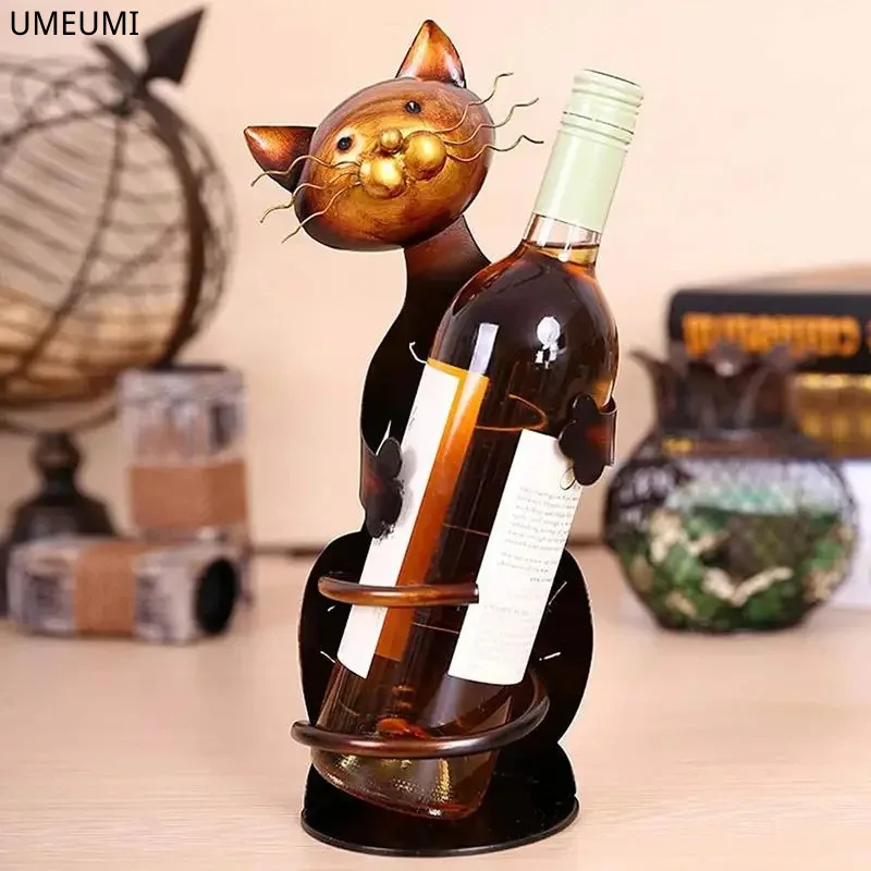 Creative Cute Cat-Shaped Wine rack Red Wine Tray Golden Home Decoration