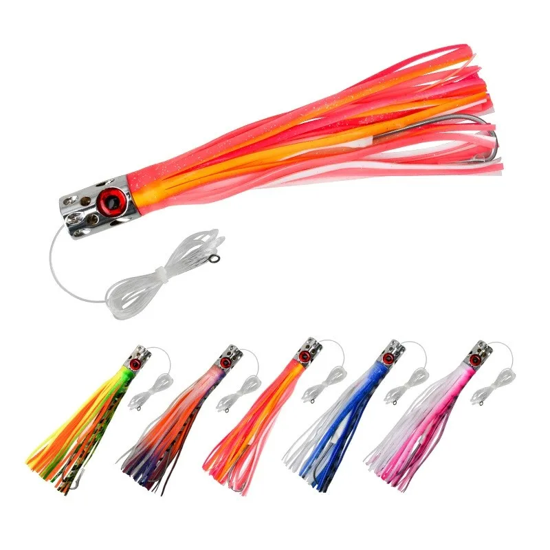 

1 шт., UV Drag Fishing Marlin Tuna Trolling Lure 87g19,5 см, медная головка, восьминог, кальмар, юбка, приманка с крючком, рыболовная приманка pesca