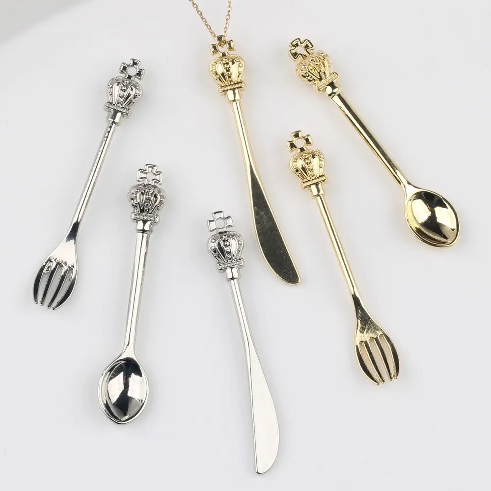 6pcs/lot 20*25MM Zinc Alloy Spoon Fork and Knife Pendant Charms DIY Necklace Bracelet Earrings Accessories