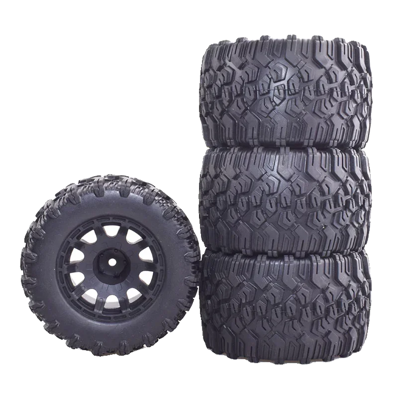 12mm Hex RC Wheels and Tires 125*65mm Preglued Upgrades Wheels and Tires for 1/10 RC Truck Car Slash 4x4 2WD Rustler, Stampede