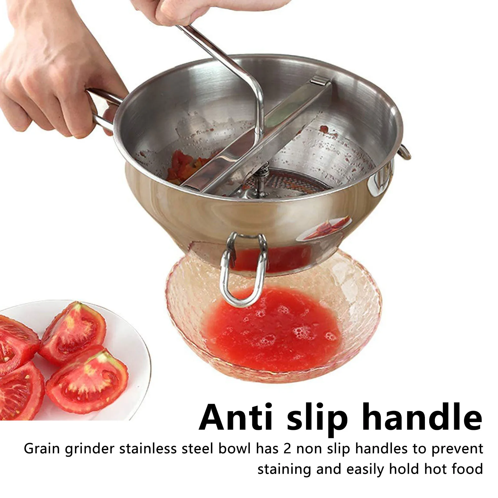 

Manual Vegetable Mill Stainless Steel Food Rotary Mill Strainer Potato Strawberry Jam Masher Grinder with 3 Milling Disc