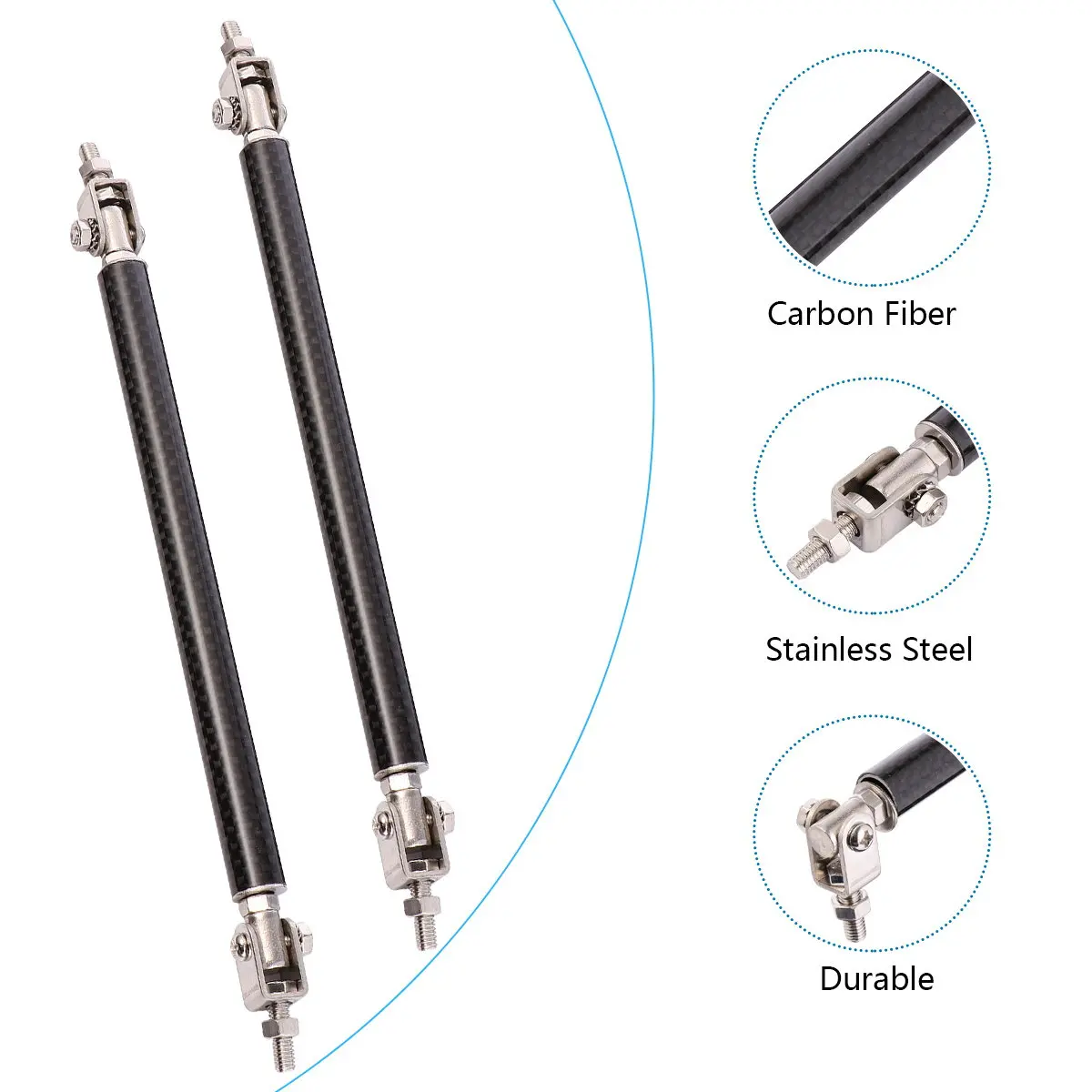 2Pcs Carbon Fiber Car Modification Rod Surround Pull Bar Decorative Universal Car Tool for Body Panel Console Delicate