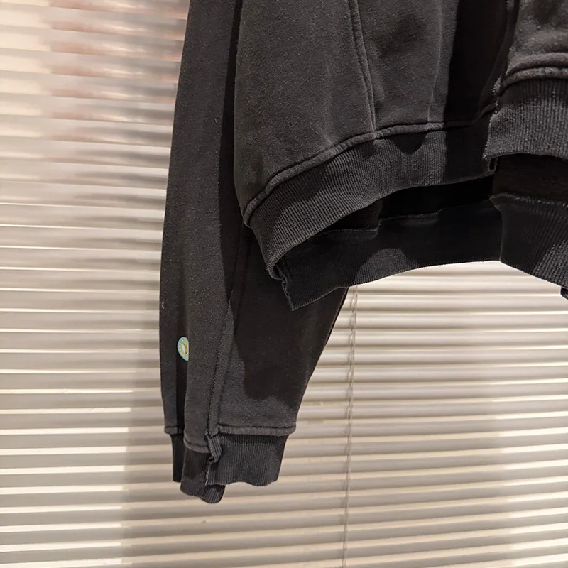 26FW خمر غسلها الأسود المرقعة مارتين روز جاكيت زيبرا الرجال النساء 100% القطن المتضخم سترات للعبة البيسبول معطف مع العلامة