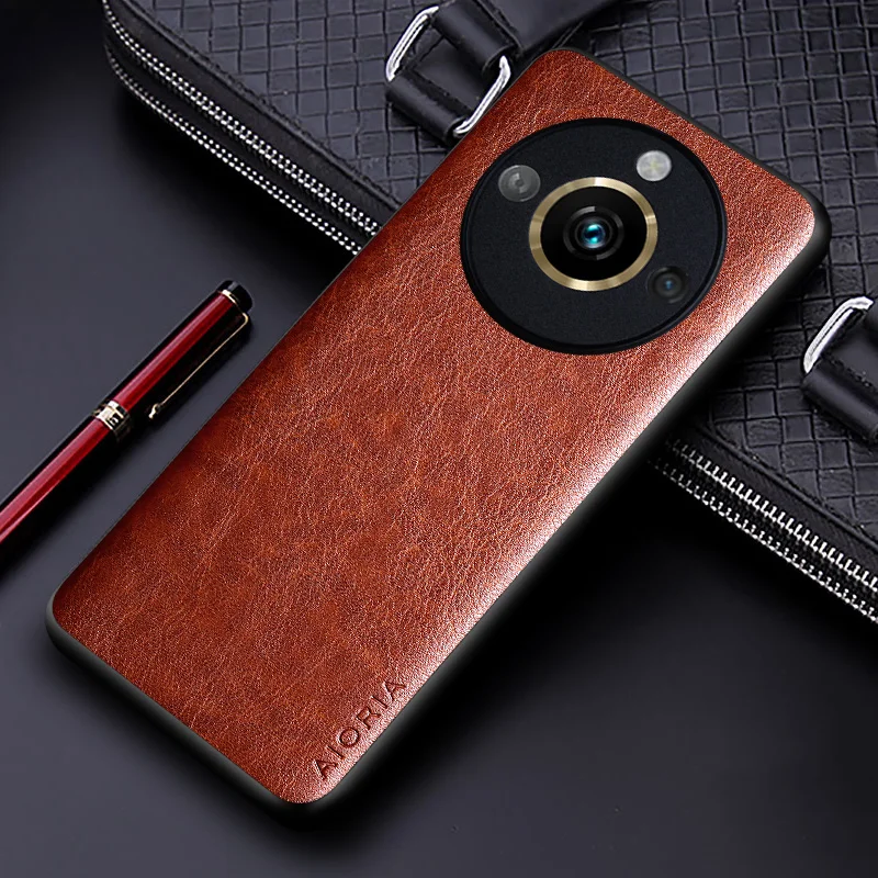 Luxury leather Case for Realme 11 Pro Plus 5G 4G funda Business solid color Soft TUP&Hard PC Phone cover for Realme 11 pro plus