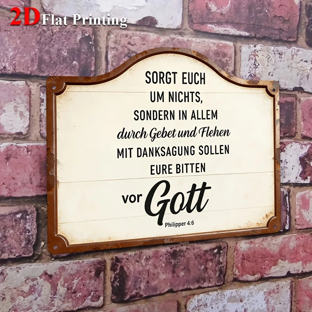 1pc, 2D Flat, Signs Made Of Metal Featuring An Artwork That Includes A German Bible Verse: 'Do Not Worry About Anything