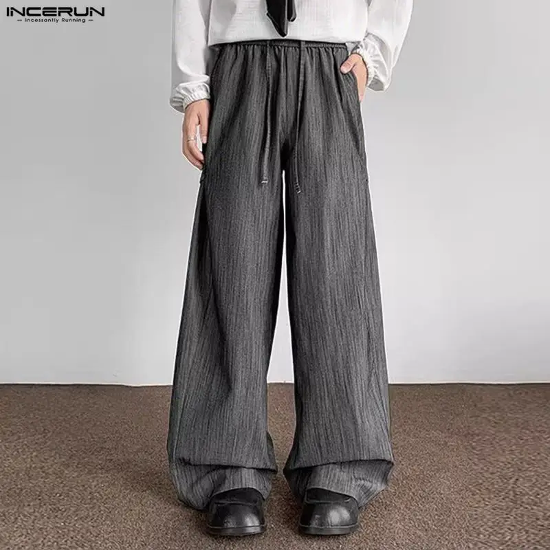 

INCERUN мужские брюки однотонные джоггеры на шнурке свободные повседневные широкие брюки мужская уличная одежда модные мужские брюки для отдыха S-5XL