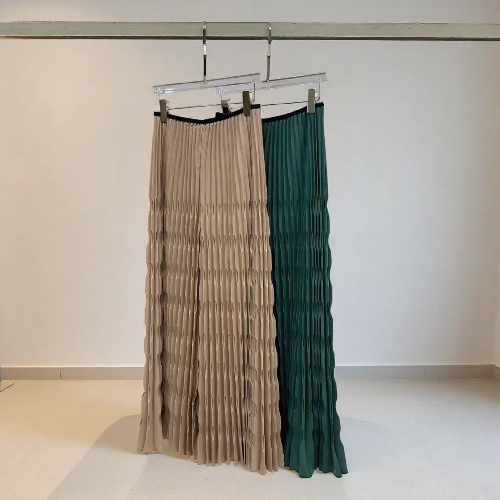 

Miyake Pleated Commuter Wide-legged Pants Spring and Fall Fashion Big Size Elastic Waist Drape Feeling Long Skirt Pants Women