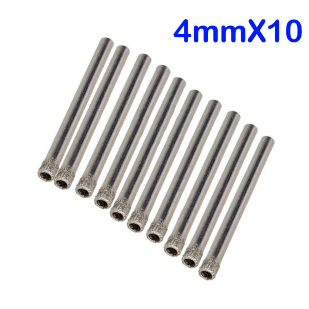 10-Pack 4mm Emery Coated Drill Bits for Glass Granite Tile Marble Ceramics Porcelain Quartz Sink Stucco Rock Slab Use