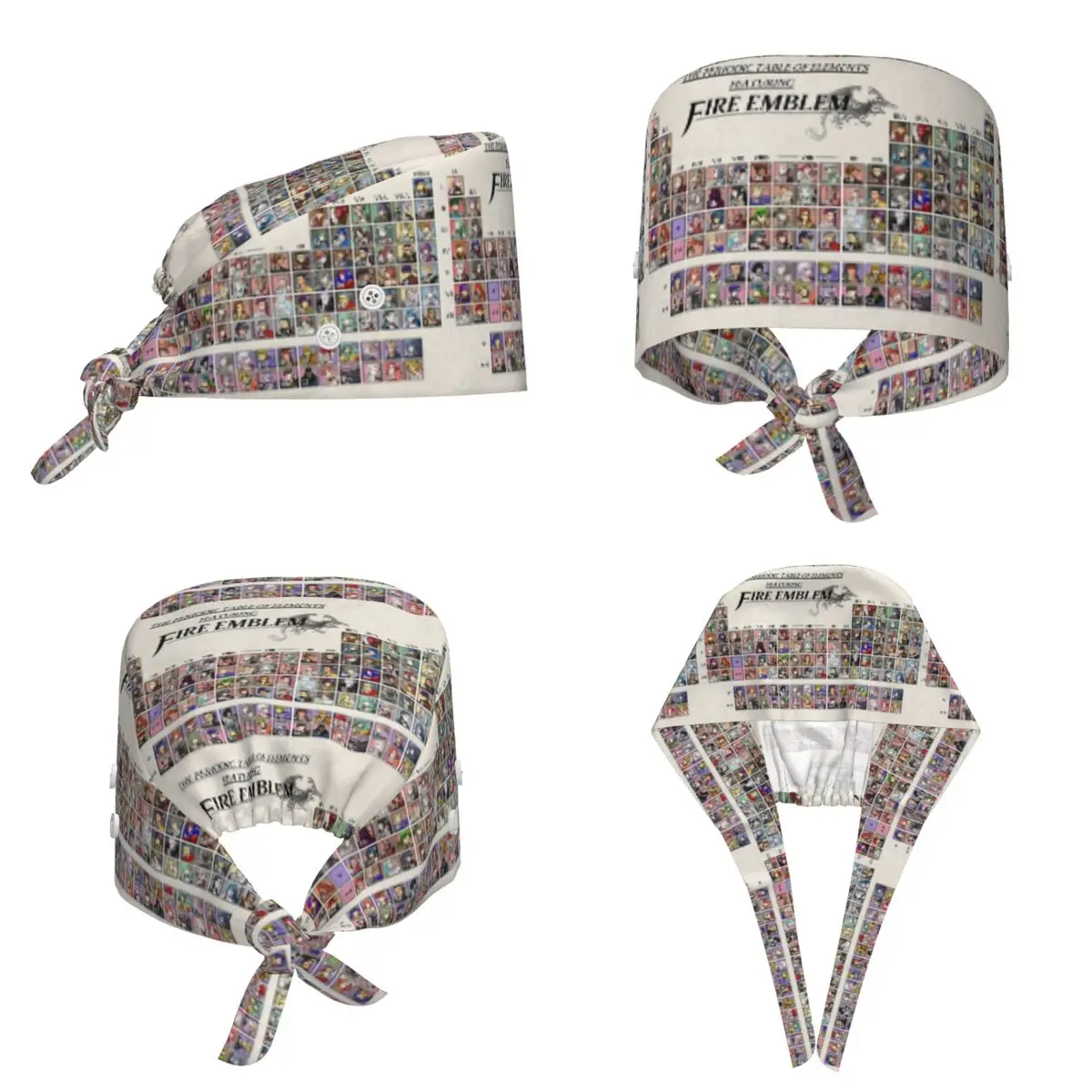 Periodic Table Fire Emblem Scrub Hat Doctor Working Surgical Cap Men Women Adjustable Nursing Caps for Dentist
