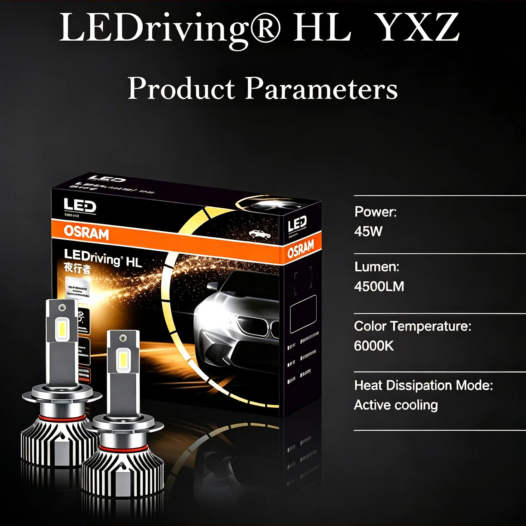 OSRAM LED 12V 90W 9000LM H4 H7 YXZ LEDriving Car Headlight H1 H8 H11 H16 9012 9005 9006 HB3 HB4 HIR2 6000K Hi/Low Beam Fog Lamp