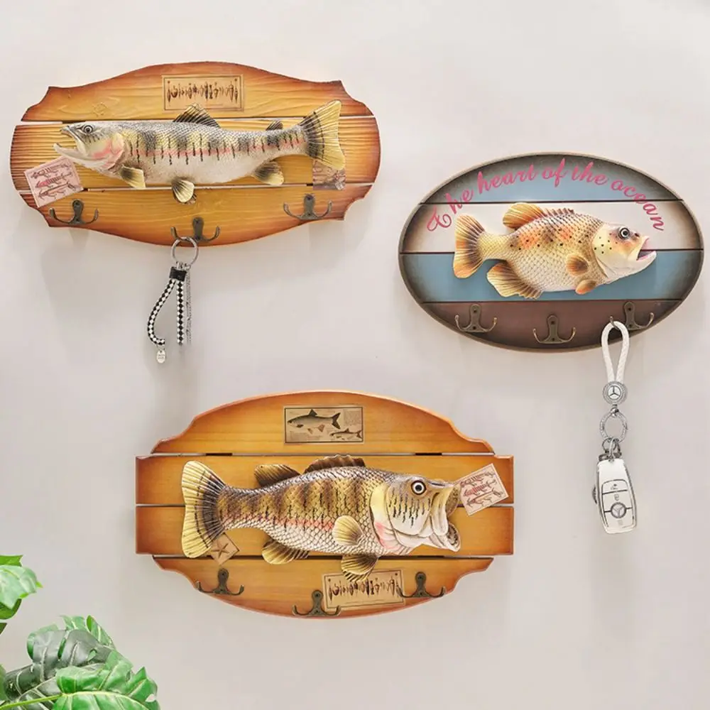 

Retro Unique Simulation Fish Pendant Handmade Realistic Wood Fish Wall Hanging Ornaments Fish Decor Hook Study
