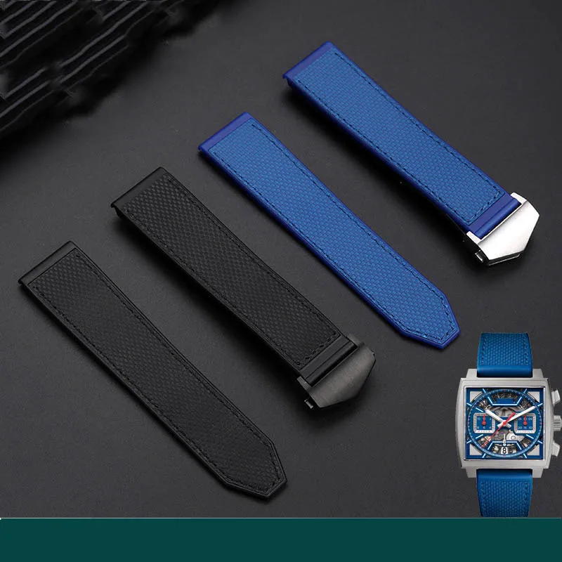 22mm Silicone strap For TAG Heuer Monaco sports strap CBL2182 CBL2184 men\'s watch blue strap TAG rubber bracelet accessory