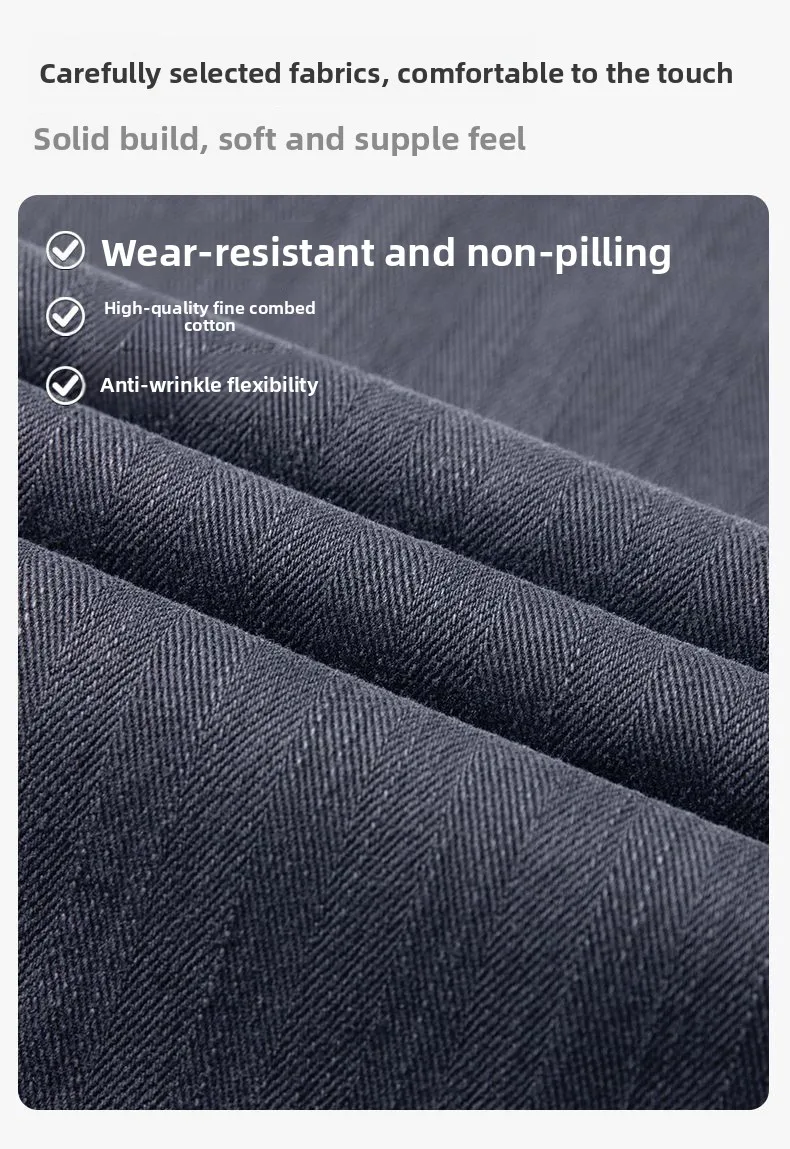 Herbst-Winter Herren Einfarbige Lässige Baumwollhose Dehnbare Anzughose Formelle Business-Baggy-Hose Klassische Schwarze Marineblaue Hose – Detail 6