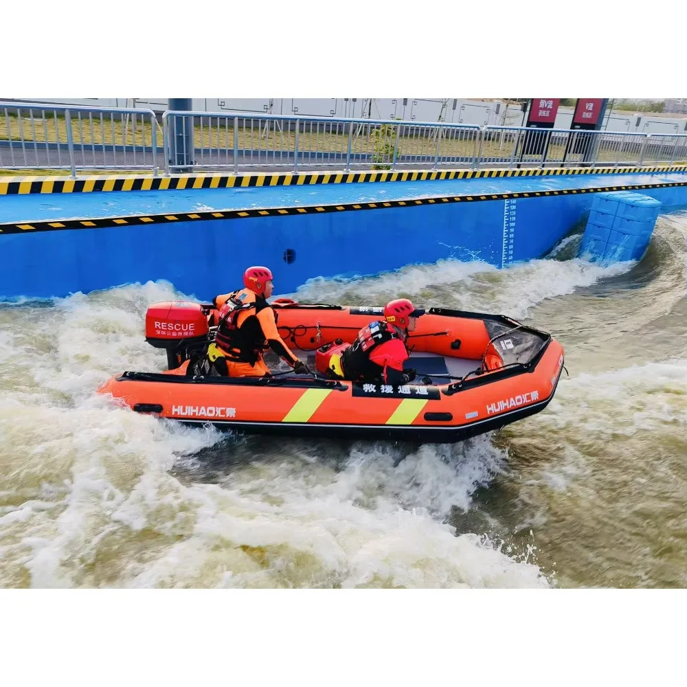 Huihao 4.2m Heavy Duty Aluminum Floor Inflatable Rescue Boat for Water Rescue Flood Relief Material Transportation Life Rafts