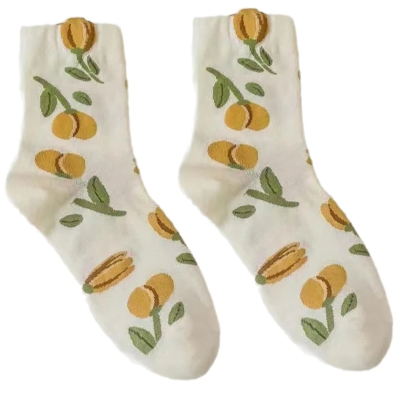 Sweet Flower Socks Midcalf Socks For Female and Girls Popular Korean Styles Middle Tube Socks Comfortable and Breathable image 5