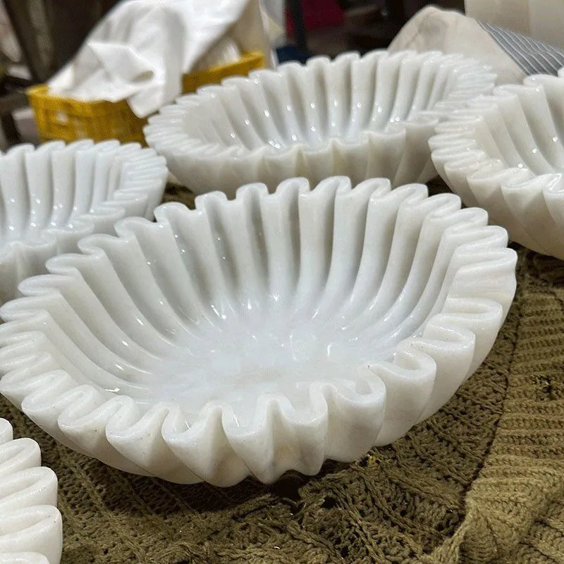 

100% Natural Marble Fruit Plate, Light Luxury Creative Decor for Living Room & Hotel