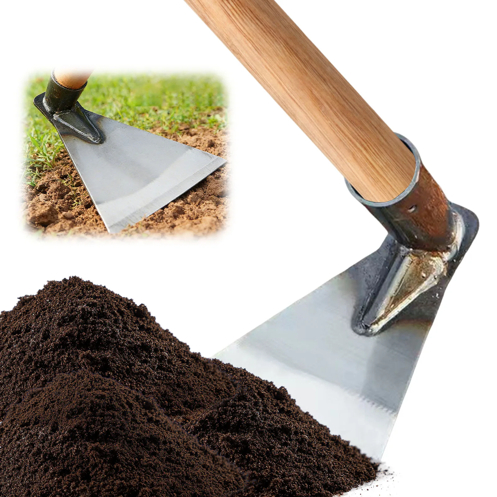 Heavy-Duty Steel Garden Hoe Easy To Install Handle Multi-Purpose Farming Hoe Versatile 2-In-1 Use Gardening Tool for Homeowners