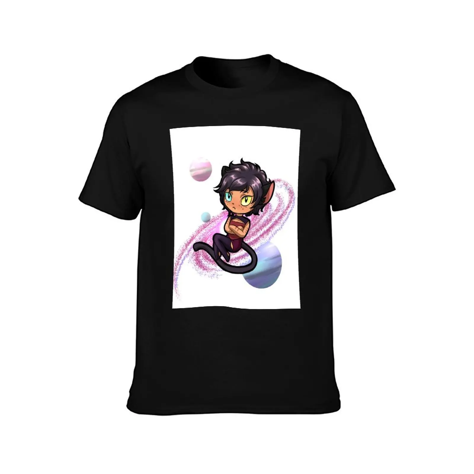 Catra chibi T-Shirt, Summer Casual Cotton Tee, Oversized Streetwear Tops, Vintage Graphic Print, Loose Fit Short Sleeve
