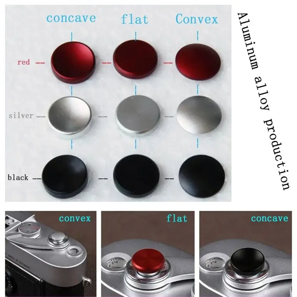 Flat Convex Concave Camera Shutter Button SLR DSLR Black Red Silver Shutter Release Button Soft Aluminum Camera Triggers