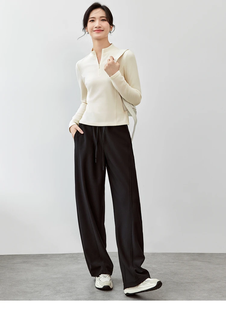 SENTUBILA Damen Strickpullover 2026 Herbst Halb-Reißverschluss Stehkragen Stickerei Oberteil Slim-Fit Elegante Damenbekleidung 143T56422 – Detail 18