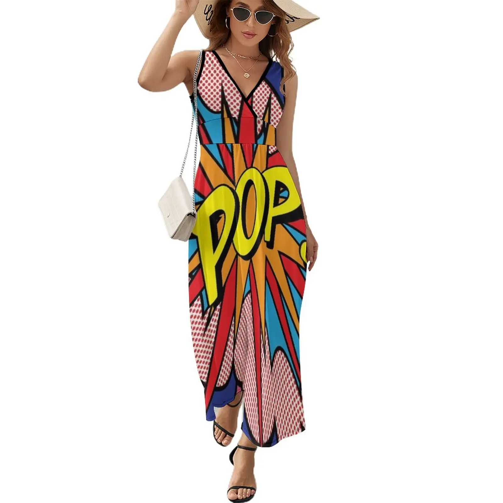 

Pop art Sleeveless Dress Evening gown summer woman dress 2024