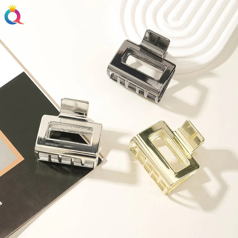 Zilveren elegante metalen vierkante haarspeld zoete gouden haarclip mode Koreaanse stijl vintage haarklauwclips meisjesaccessoires geschenken