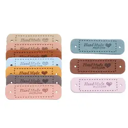 20PCS Handmade Sewing Accessories PU Leather Clothes Tags Hand Made With Love Garment Labels