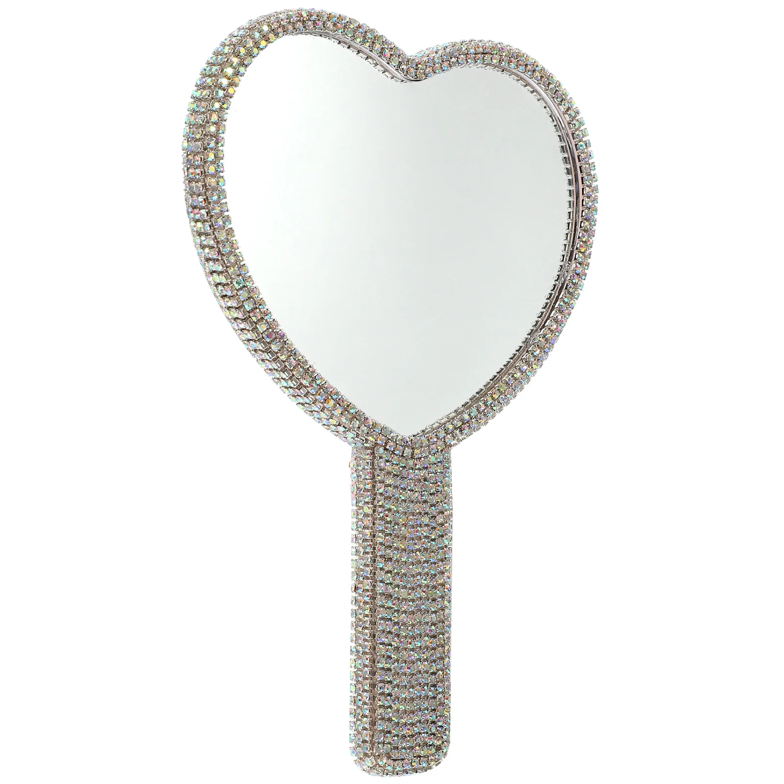 Stylish Rhinestone Hand Mirror Portable Mirror Clear Reflection Safe for Home and Travel Use Female Supply