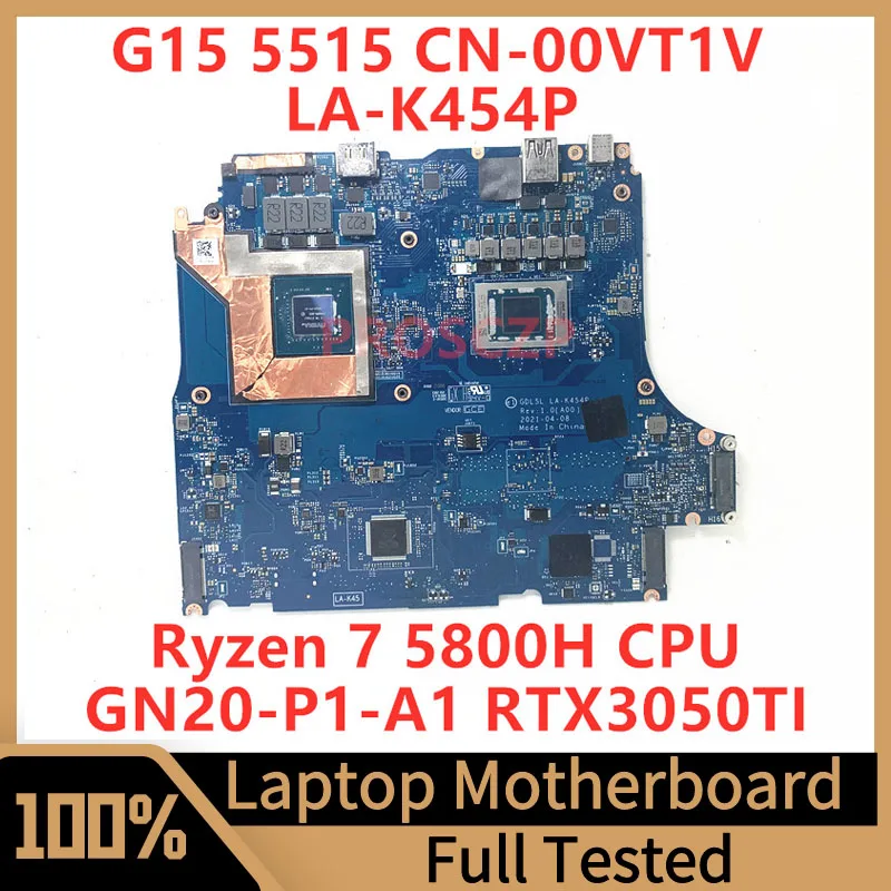 

CN-00VT1V 00VT1V 0VT1V For DELL G15 5515 Laptop Motherboard LA-K454P With Ryzen 7 5800H CPU GN20-P1-A1 RTX3050TI 100%Tested Good