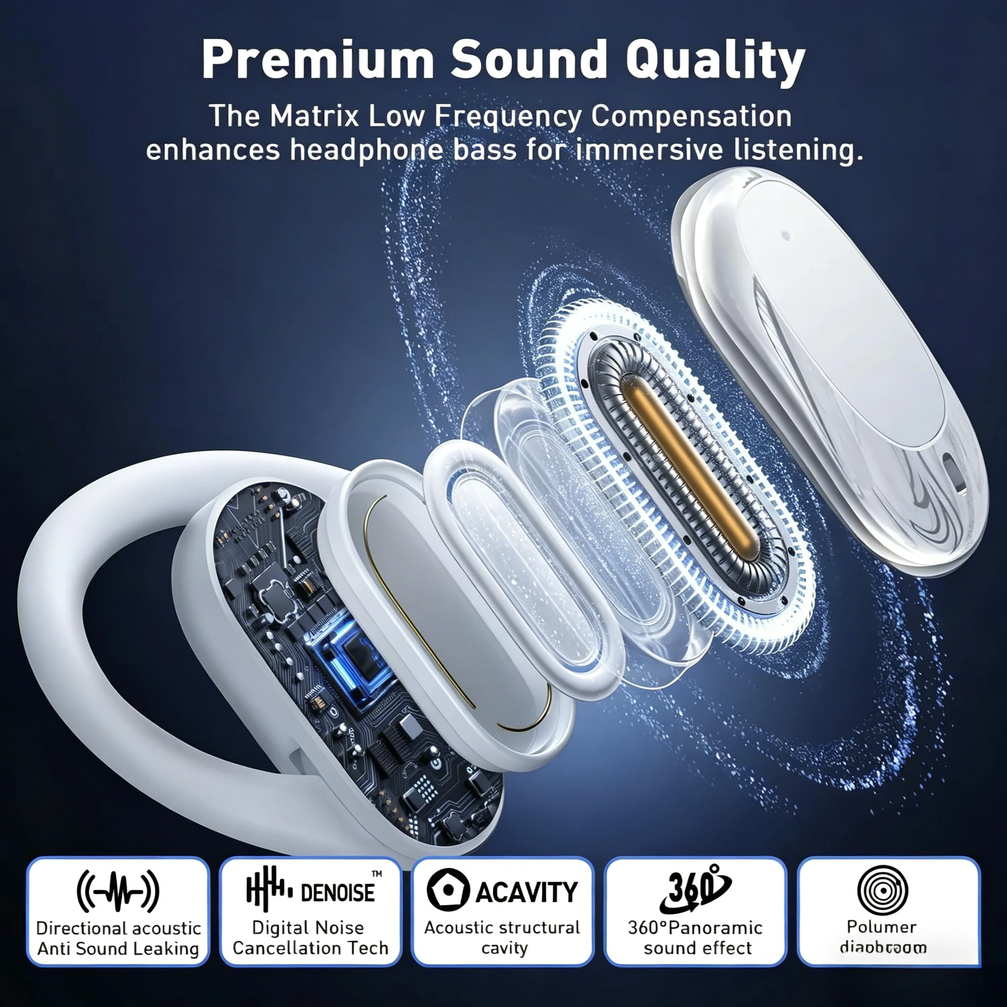 OWS Earphones Over-Ear Open-Ea - Anc Wireless Over Ear Headphones review and price