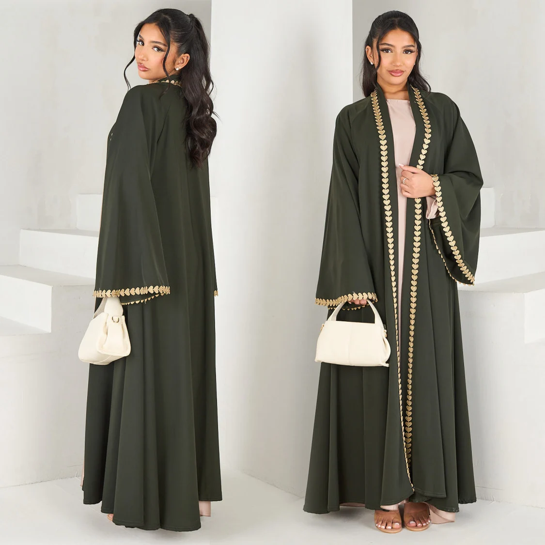 

Dubai Abayas for Women, Open Front Wide Sleeves Muslim Kimono Abaya, Khaleeji Gulf Abayas Hijabi Ramadan Eid Islamic Clothing
