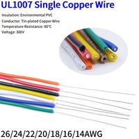 2/10M Solid Copper Wire Single Core 26 24 22 20 18 16 14 AWG PVC Insulation Tinned Plating Wires Equipment Electric Cable