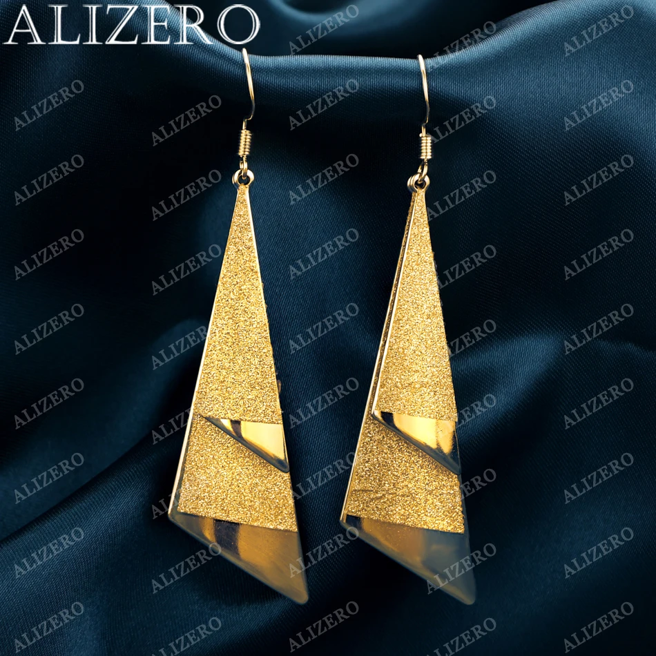 ALIZERO 925 فضة 18K مطلية بالذهب متجمد الهندسة أقراط للنساء موضة إسقاط أقراط اكسسوارات حلية مجوهرات #2