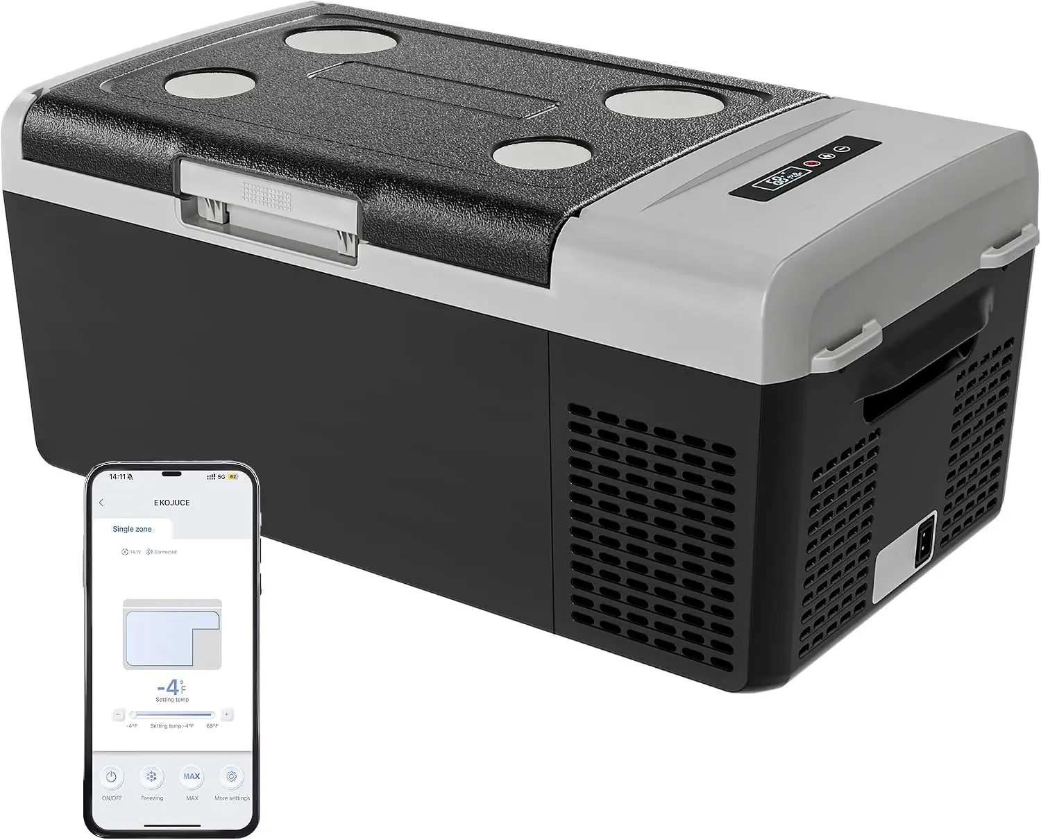 Portable 12V Refrigerator, 17 Quart Compressor Electric Cooler, 12V Fridge -4℉-68℉, Portable Freezer for Camping, RV, Outdoor
