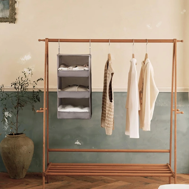 

3-Shelf Hanging Closet Organizer And Storage, Collapsible Hanging Closet Shelves, Hanging Organizer For Closet