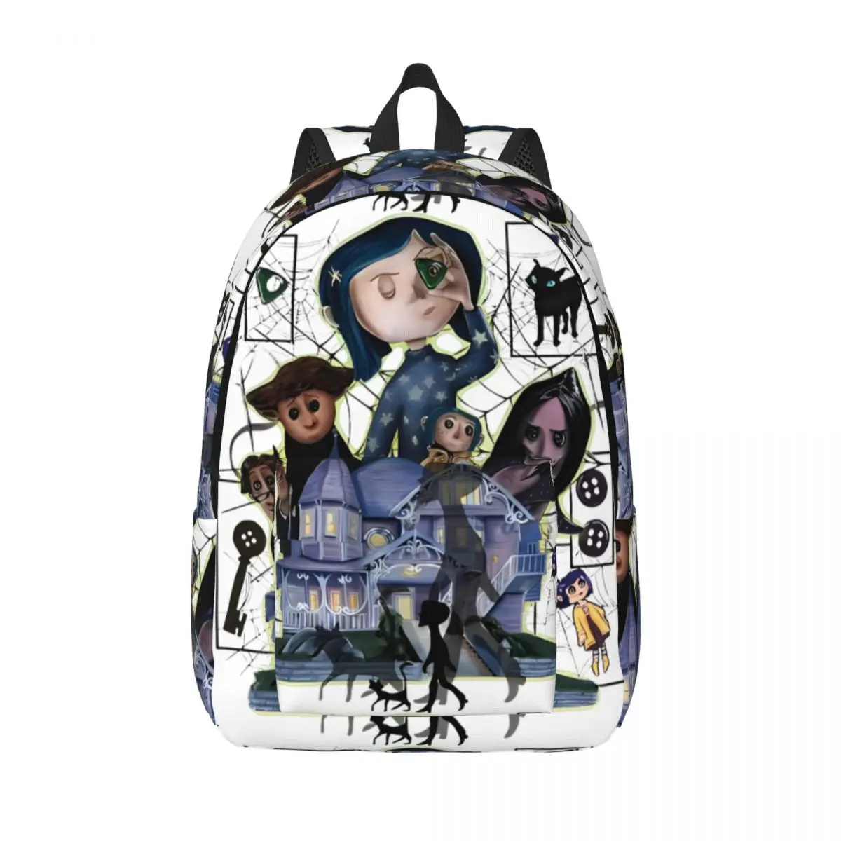 Coralines Dreaming Movie Teenage Backpack Sports Student Work Fantasy Horror Daypack for Men Women College Canvas Bags