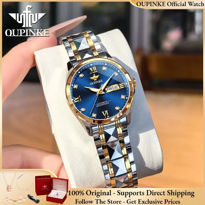 OUPINKE 3262 Women Watch Luxury Movement Mechanical Automatic Watch Brand Calendar Elegant Tungsten Steel Bracelet Women Watch