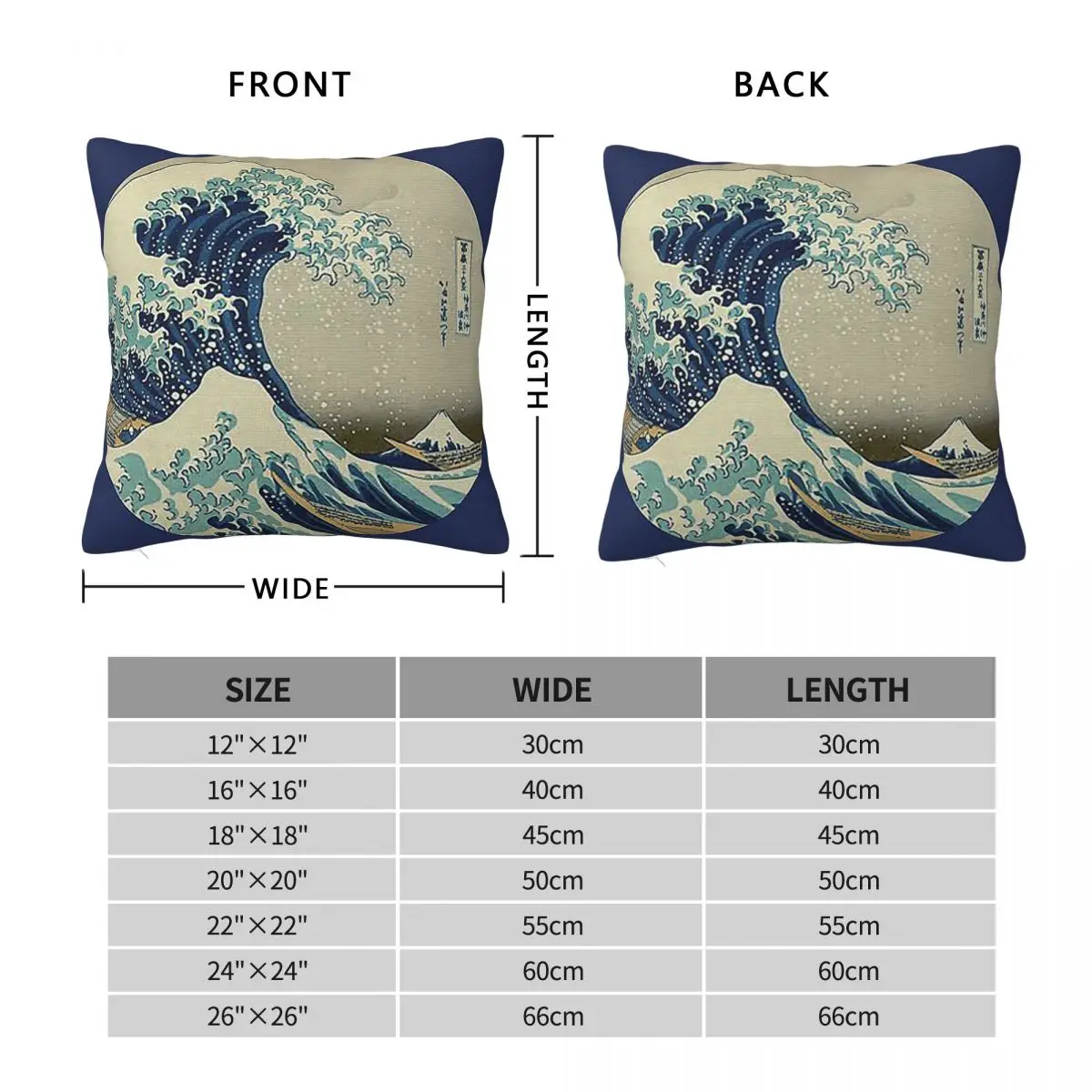 Great Wave Off Kanagawa Circle Square Pillowcase Pillow Cover Polyester Cushion Decor Comfort Throw Pillow for Home Living Room