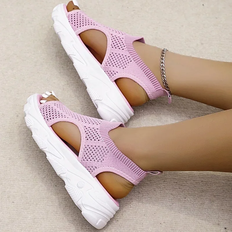 Rome Women\'s Sandals Mesh Hollow Women Shoes 2024 Summer New Sport Sandals Woman Shoes Thick Platform sandalias de mujer