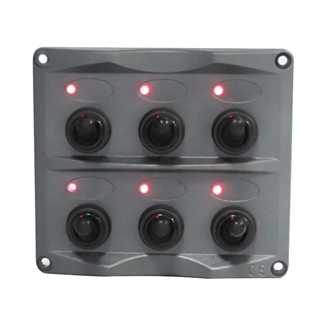 6 Gang Toggle Switch Panel with Inline Fuses IP66 Gasketed Housing for Switch Panel 12v Boat Circuits
