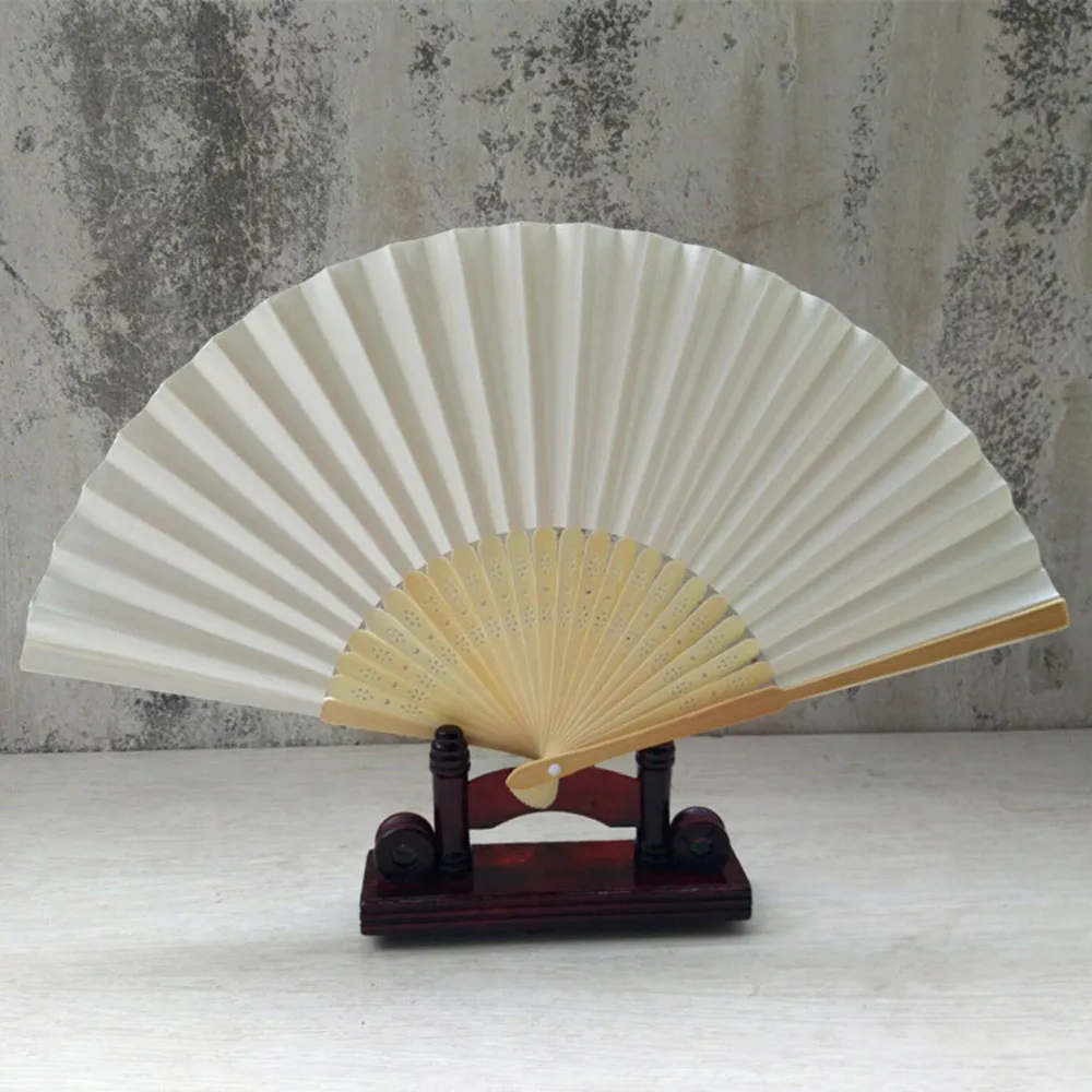 Hand Fan Pocket Folding Fan Solid Color Bamboo Paper Fan Wedding Fan Diy Guest Gift For Wedding Birthday Summer Party view 3