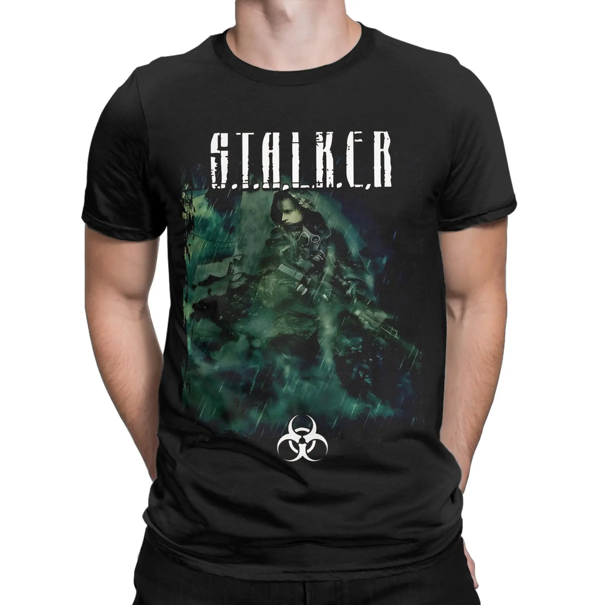 Stalker game  Essential Graphic 100% Cotton T-Shirt STALKER Tees Tops For Men