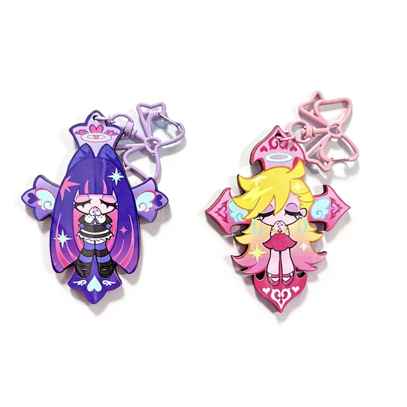 Panty & Stocking With Garterbelt Anarchy Cosplay Keychain Acrylic Ornament Key Chain Accessories Keyring Figure Backpack Prop