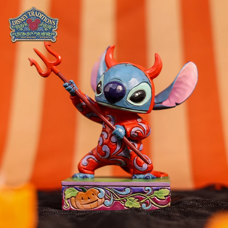 Figura Disney Gothic Stitch, stile diavolo Lilo e Stitch da collezione, statua decorativa anime per i fan Regalo da collezione per decorazioni per il desktop