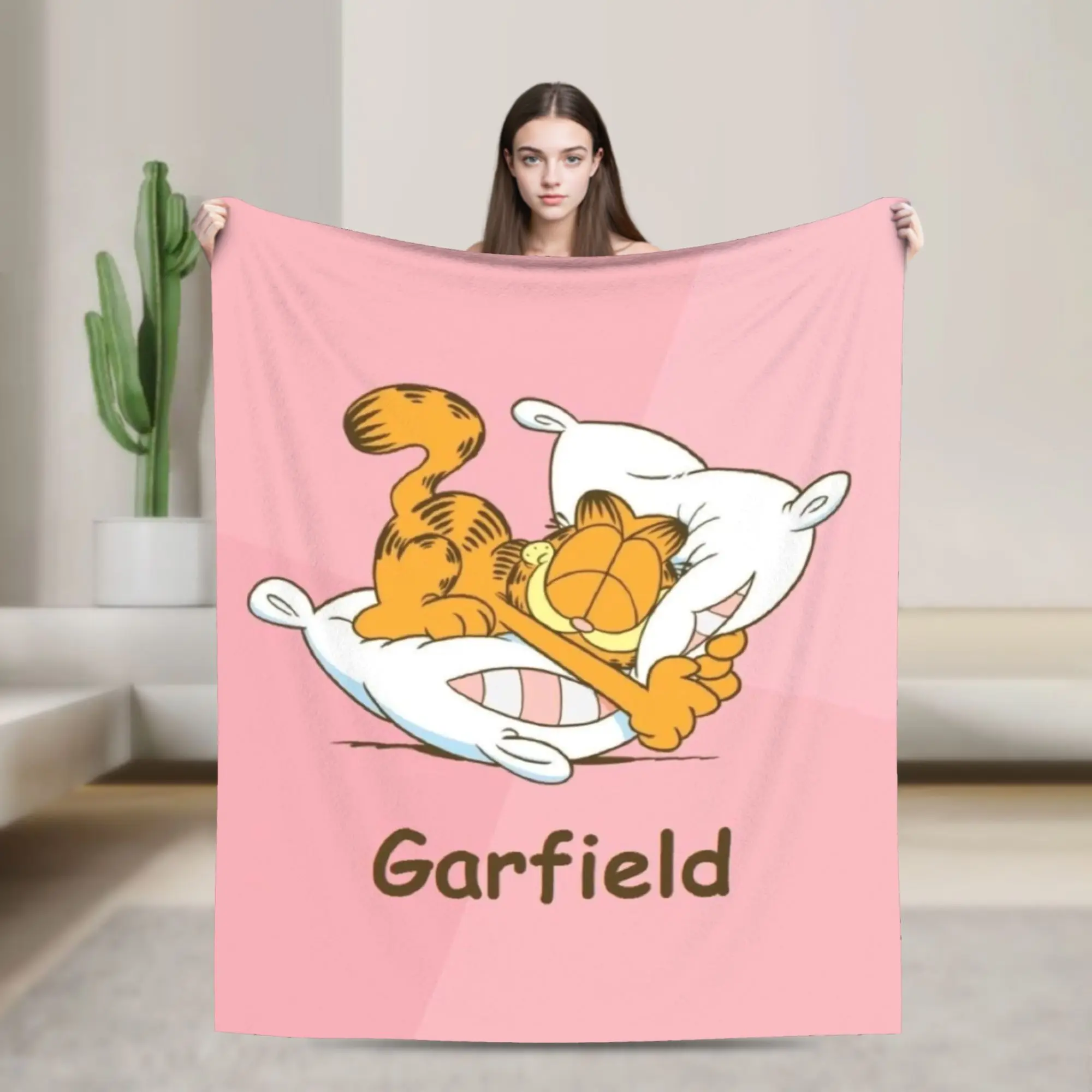 

Garfielded Vintage Comic Cat Blanket Fleece Cartoon Cat Lightweight Thin Throw Blankets for Car Sofa Couch Bedspread