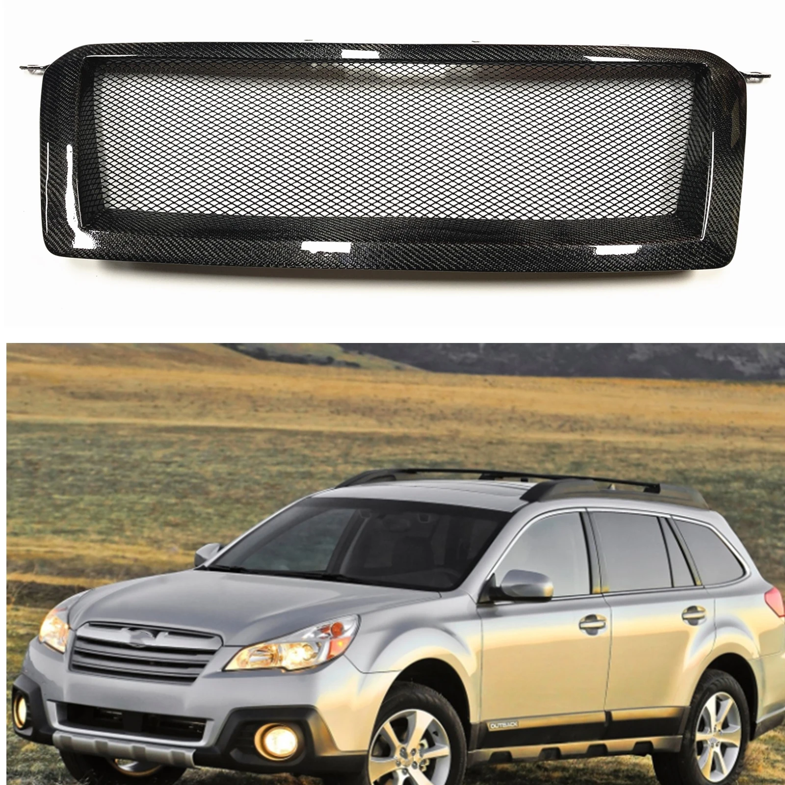 

Front Grille For Subaru Outback 2013-2014 Wagon 4 Door Carbon Fiber/Fiberglass Car Upper Bumper Intake Hood Mesh Grid Grill